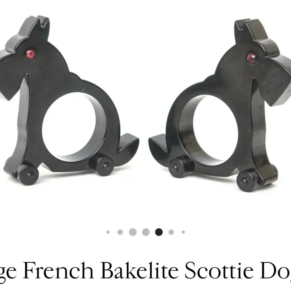 Rare Bakelite Scottie Napkin Rings Set of 8